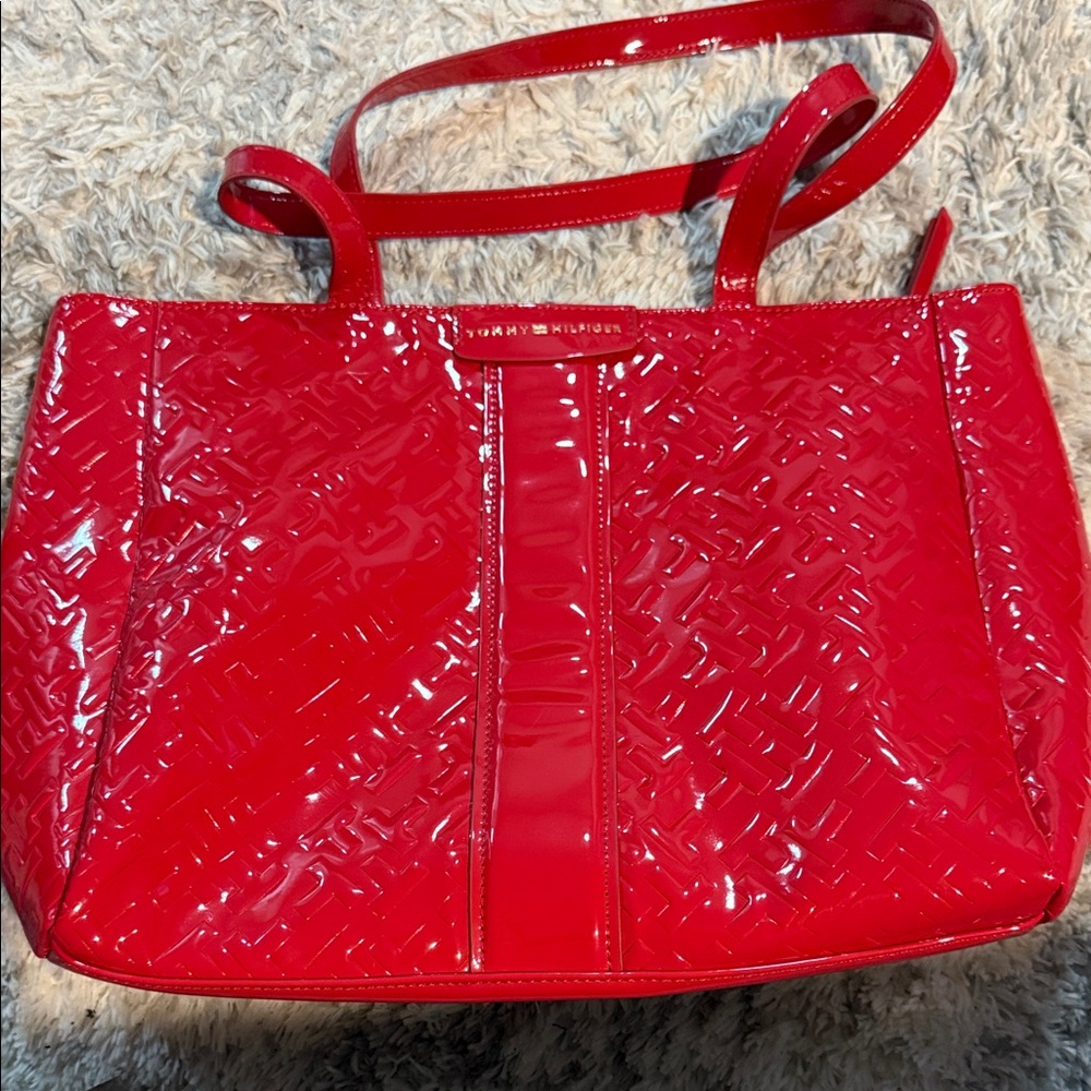 Tommy Hilfiger Glossy Red Tote Bag